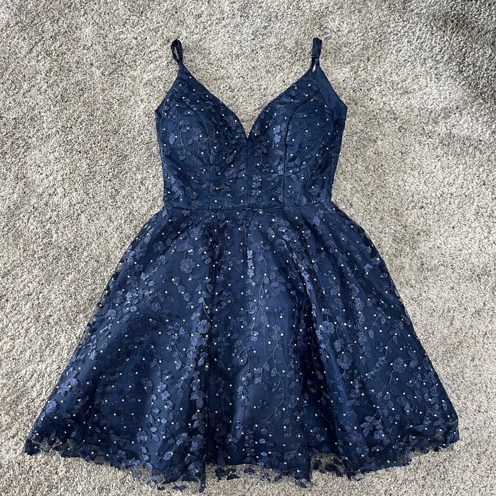 B Darlin Midnight Blue Dress-Juniors, Size 0